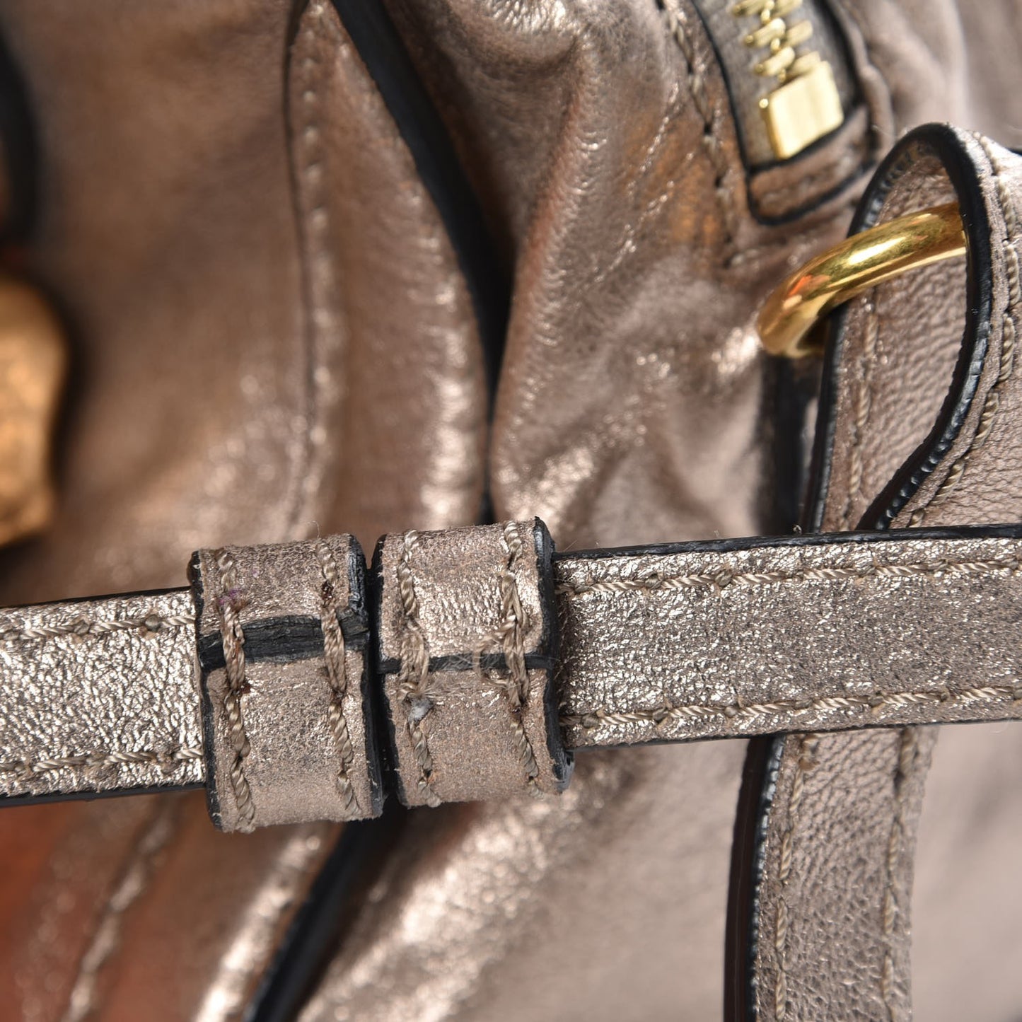 Metallic Calfskin Mini Padlock Tote Skin