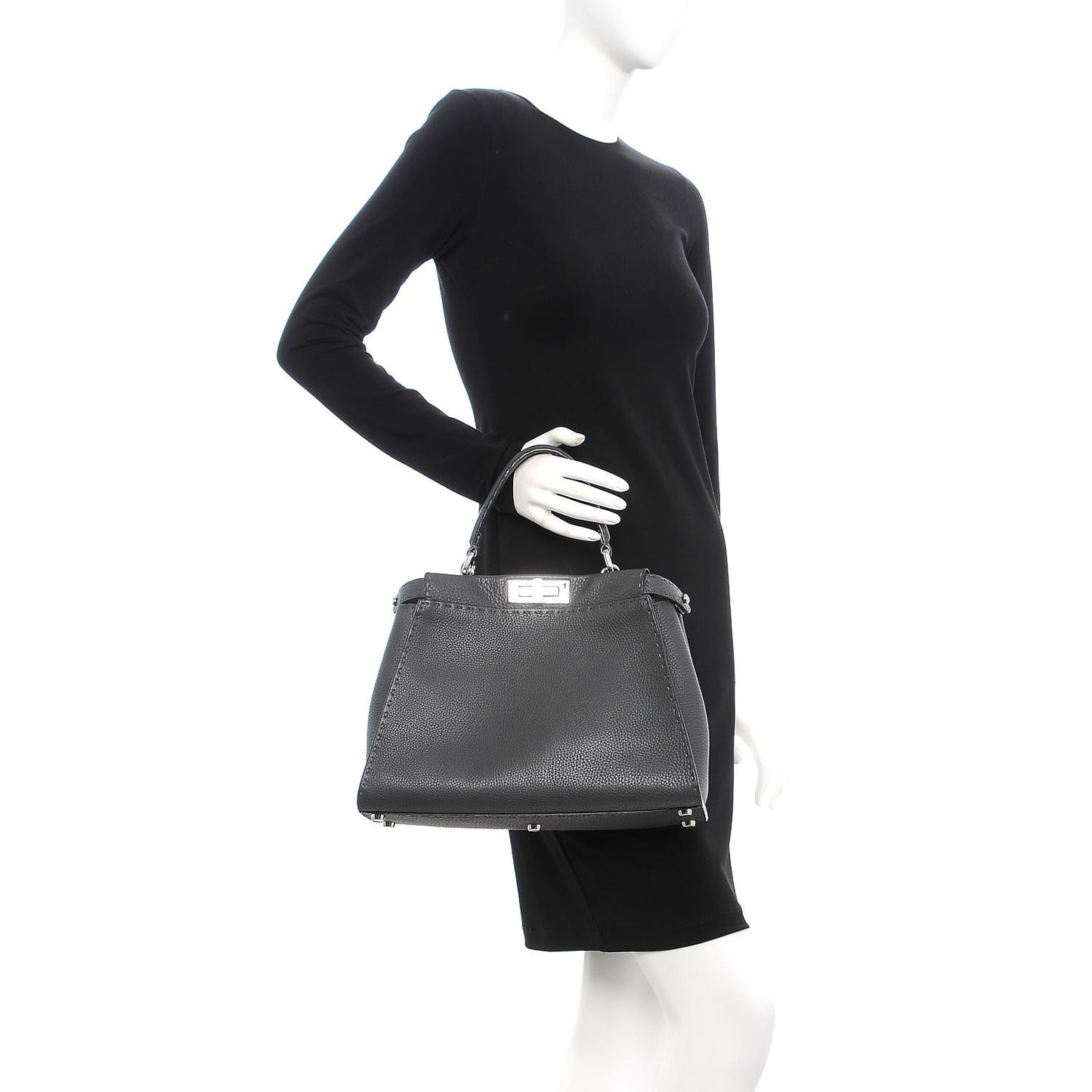 Cuoio Romano Selleria Bi-Color Medium Peekaboo Iconic Satchel Asfalto Latte