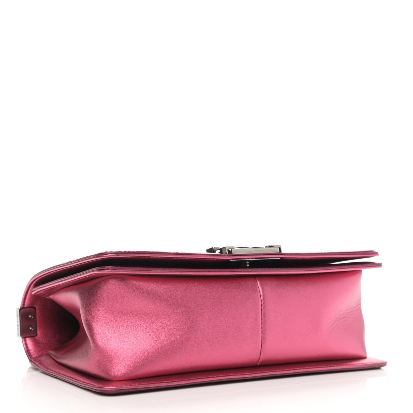 Metallic Patent Calfskin Quilted Medium Boy Flap Pink