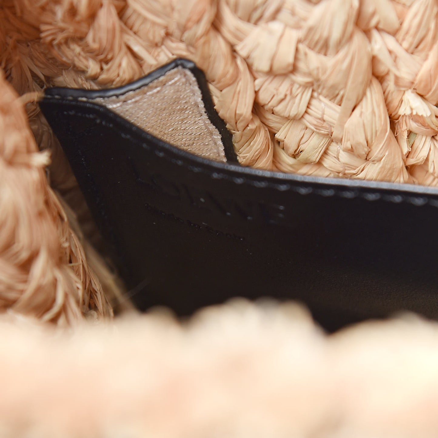 Calfskin Raffia Small Gate Tote Black