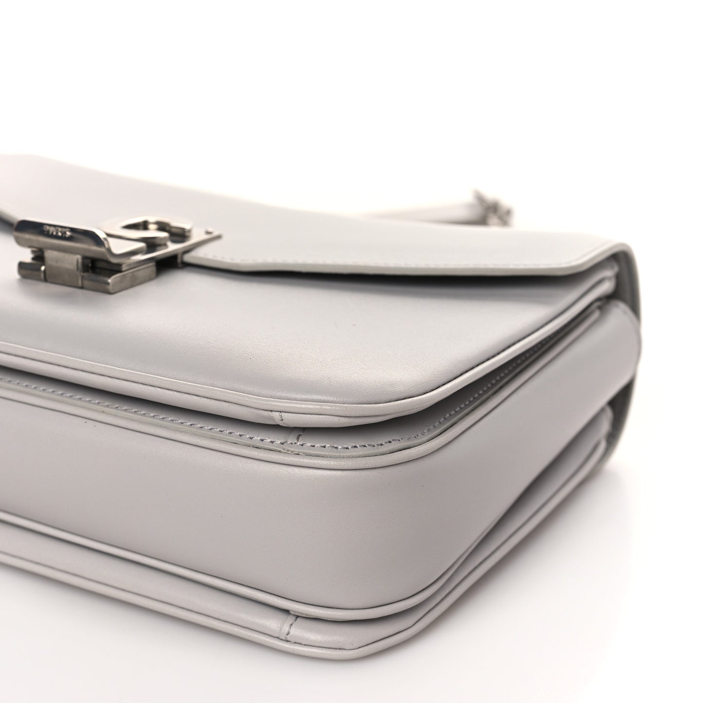 Shiny Calfskin Medium C Bag Pale Grey