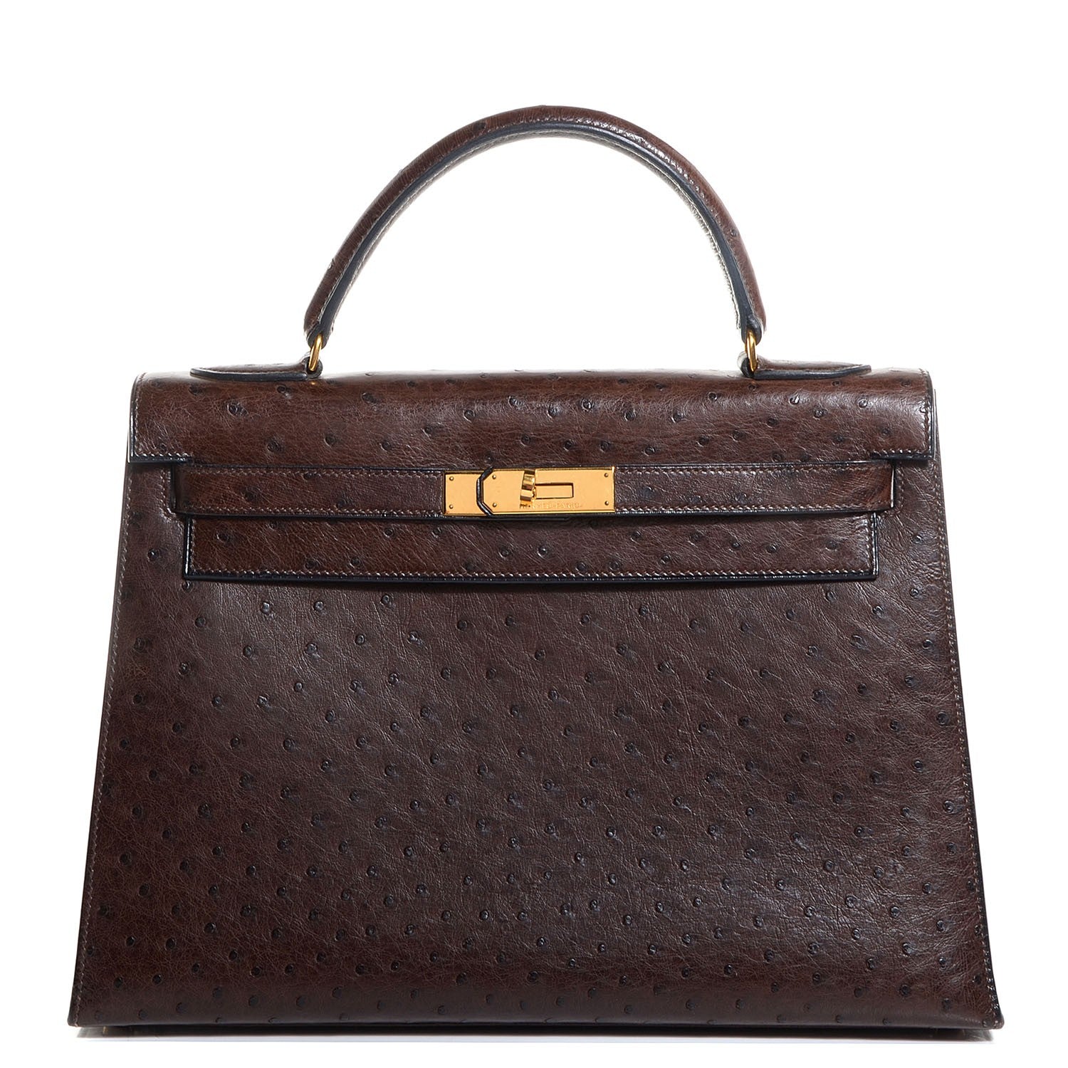 Hermes Ostrich Kelly Sellier 32 Chocolate 1 of 17