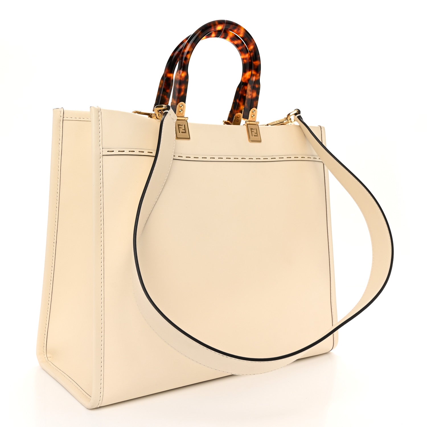 Fendi Vitello King Plexiglass Medium Fendi Sunshine Shopper Tote White Ice 3 of 9