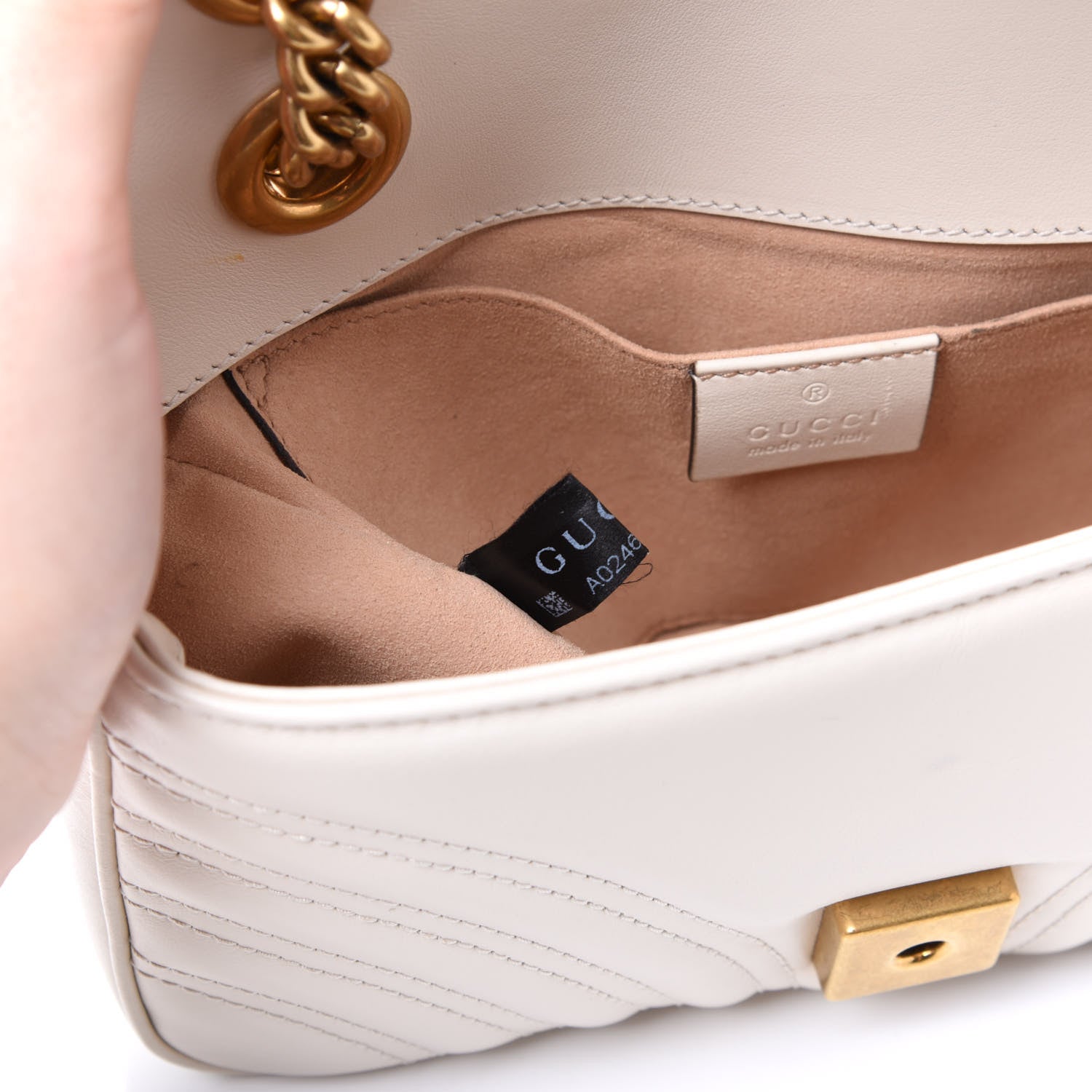 Gucci Calfskin Matelasse Mini GG Marmont Shoulder Bag White 8 of 10