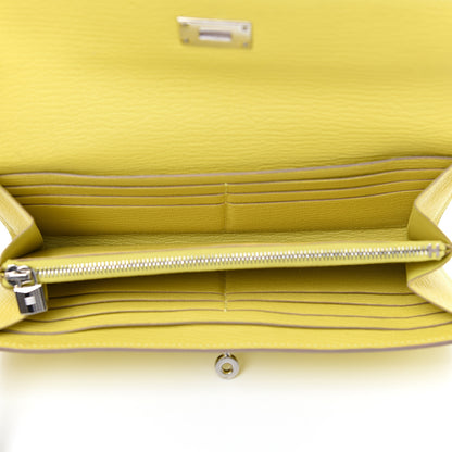 Hermes Chevre Mysore Kelly Longue Wallet Lime 4 of 10