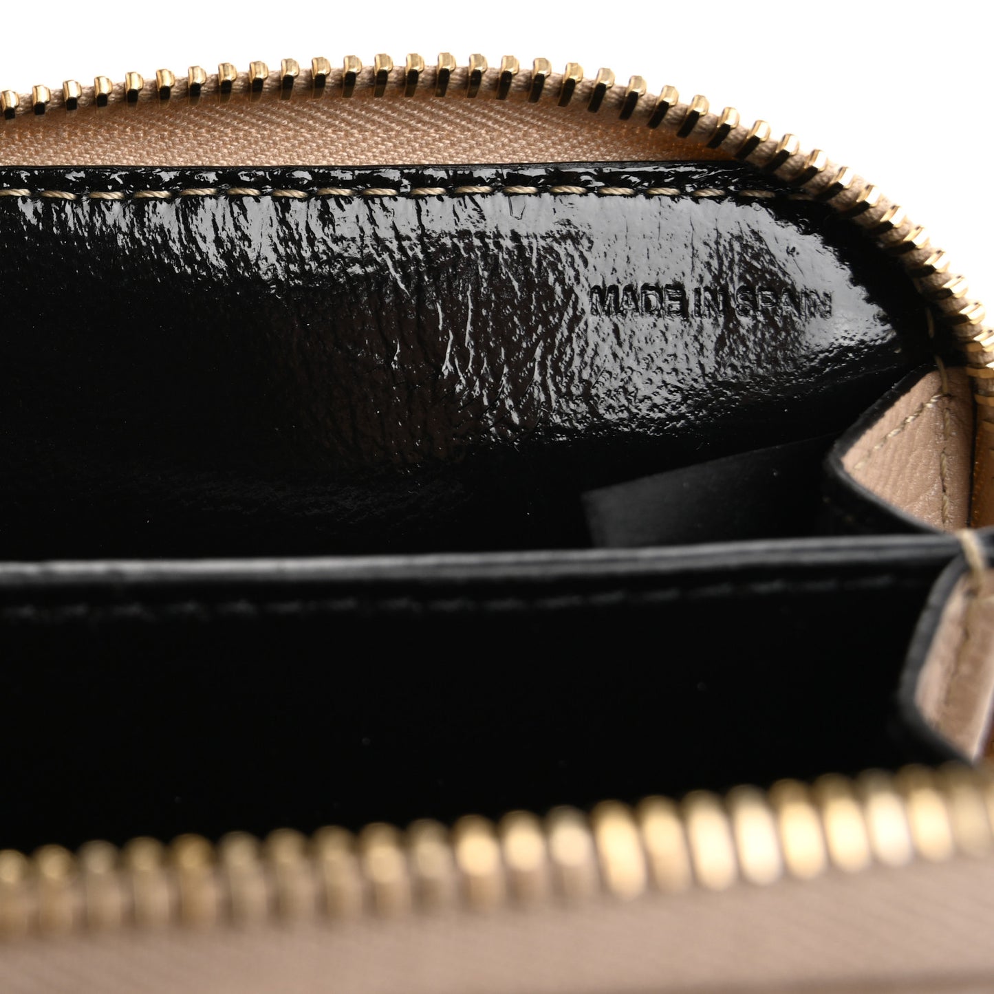Shiny Grained Calfskin Banana Zipped Coin Purse Boyish Brown