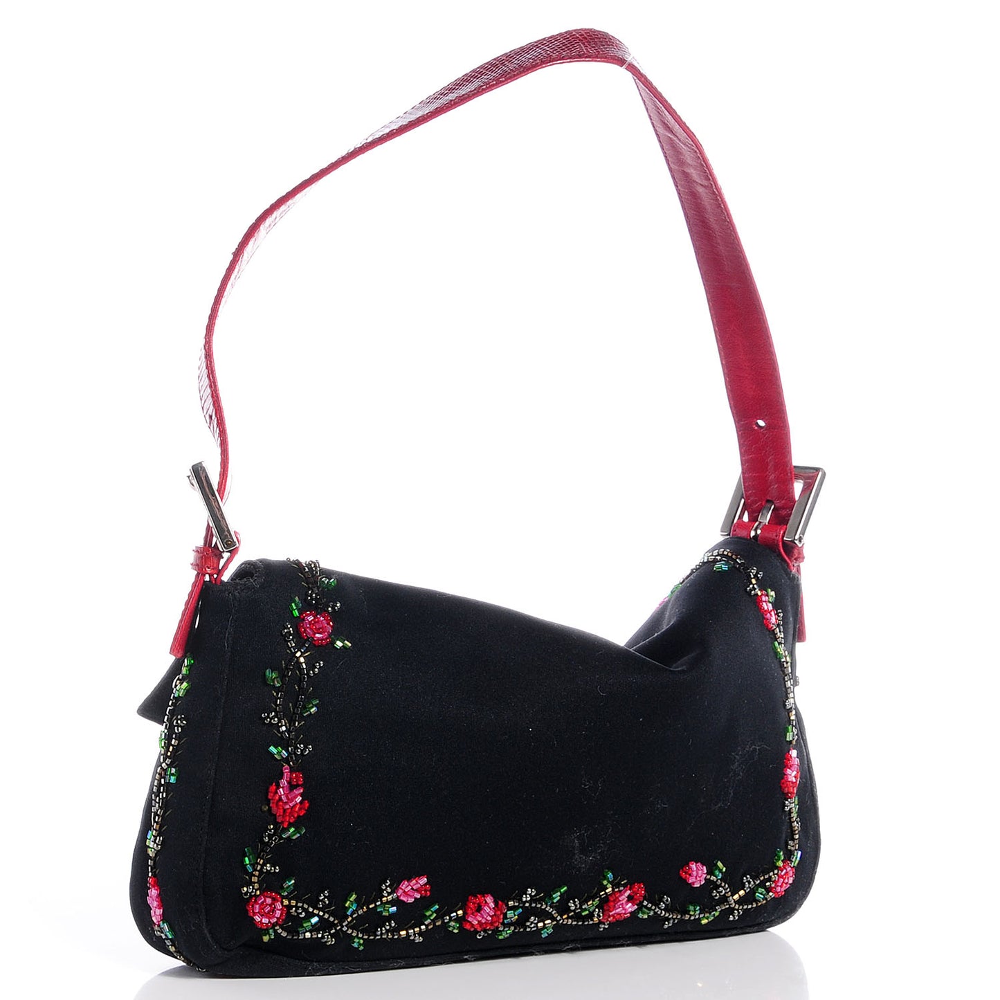 Canvas Lizard Beaded Baguette Black