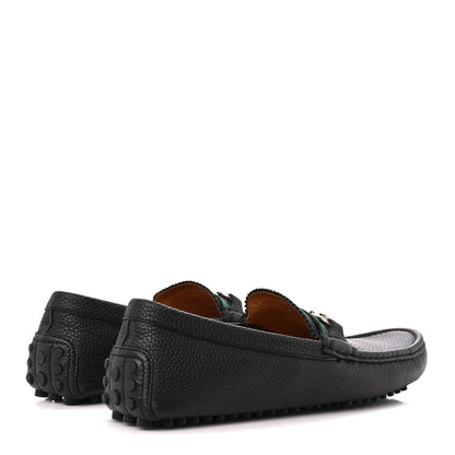 Gucci Calfskin Web Mens Horsebit Driver Loafers 8 Black 4 of 9