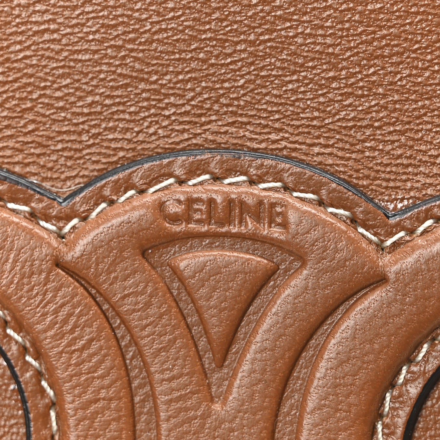 Calfskin Wicker Triomphe Wristlet Pouch Tan Natural