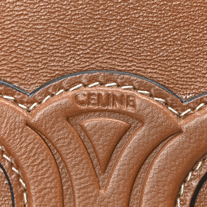Celine Calfskin Wicker Triomphe Wristlet Pouch Tan Natural 5 of 9