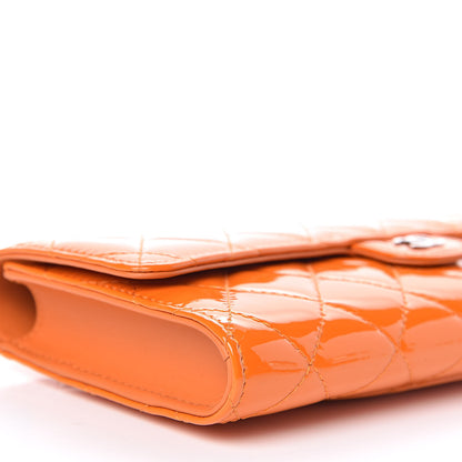 Chanel Patent Quilted Travel Wallet Orange 9 of 16