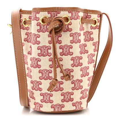 Celine Canvas Calfskin Triomphe Embroidered Bucket Bag Fox Red 1 of 11