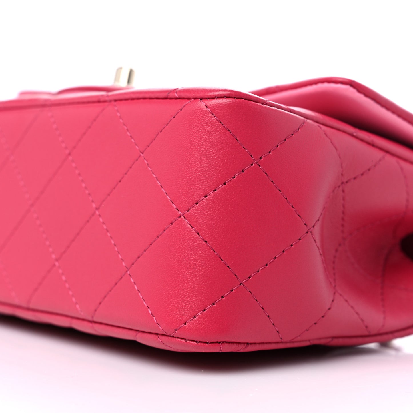 Lambskin Quilted Bi-Color Mini Top Handle Rectangular Flap Rose