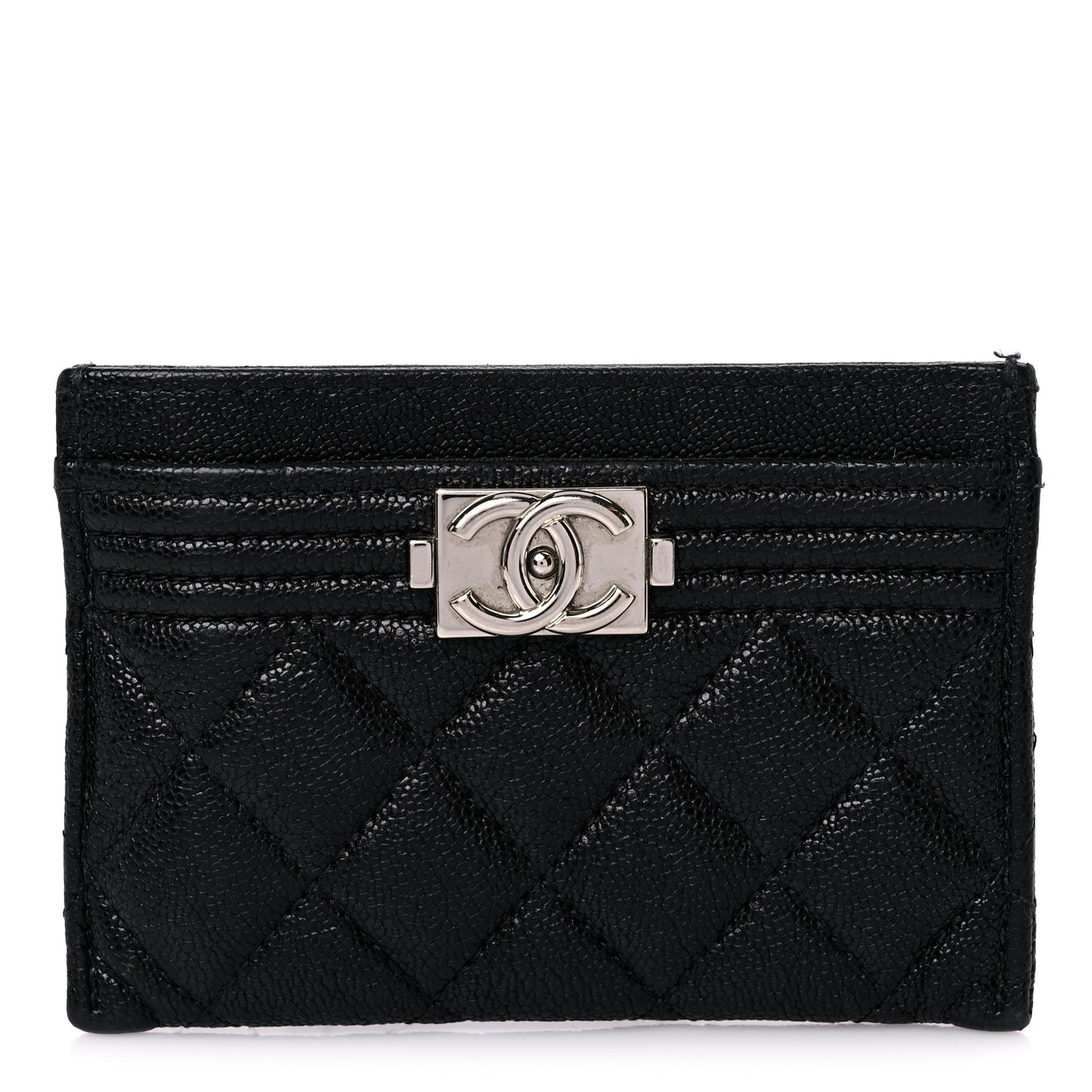 Caviar Quilted Boy Card Holder Black