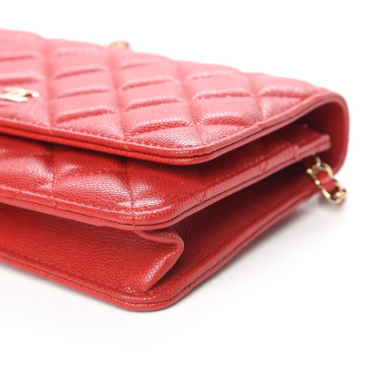 Chanel Caviar Quilted Wallet on Chain WOC Red 10 of 11