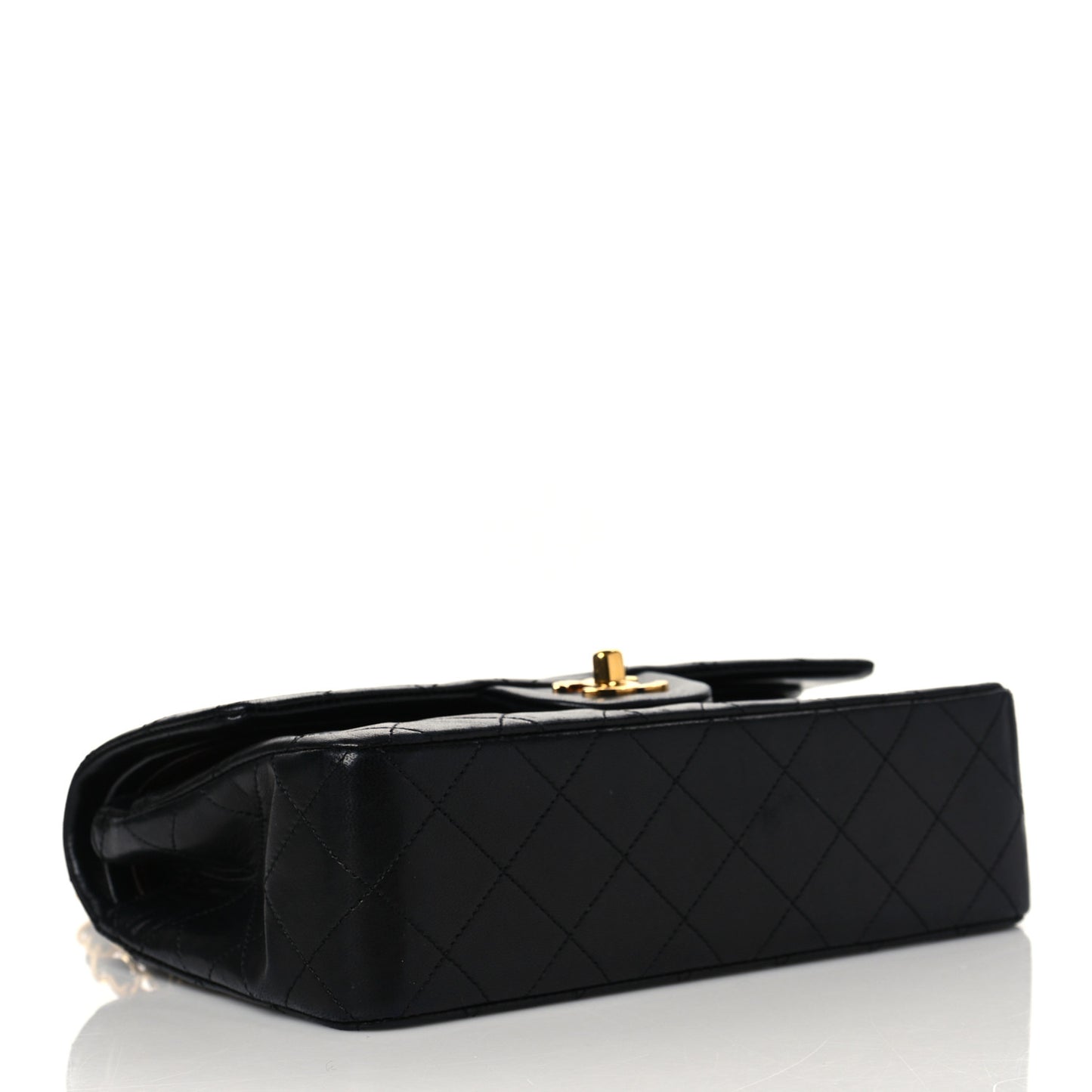 Lambskin Quilted Medium Double Flap Black