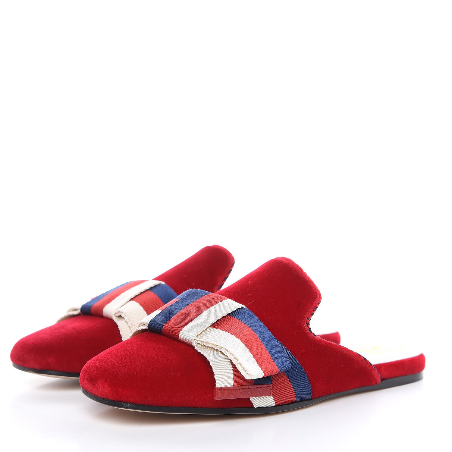 Gucci Velvet Sylvie Bow Slippers 37 Hibiscus Red 3 of 11