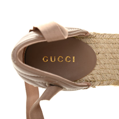 Gucci Nappa Matelasse GG Marmont Ankle Wrap Platform 35/120mm Espadrille Wedges 36.5 Porcelain Rose 6 of 10