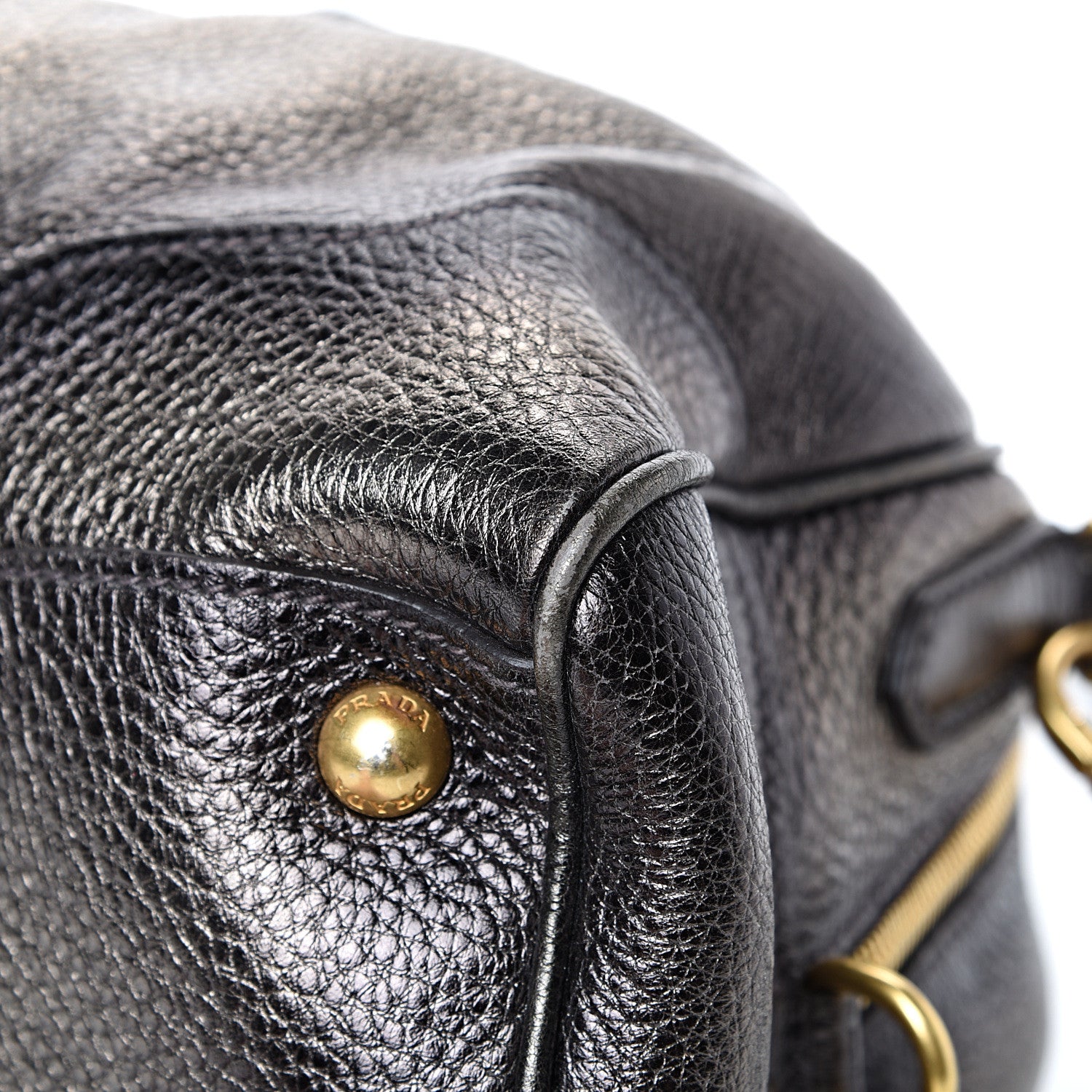 Prada Metallic Vitello Daino Shoulder Bag Piombo 9 of 14