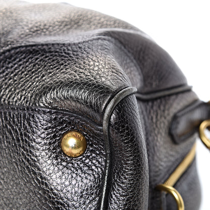 Prada Metallic Vitello Daino Shoulder Bag Piombo 9 of 14
