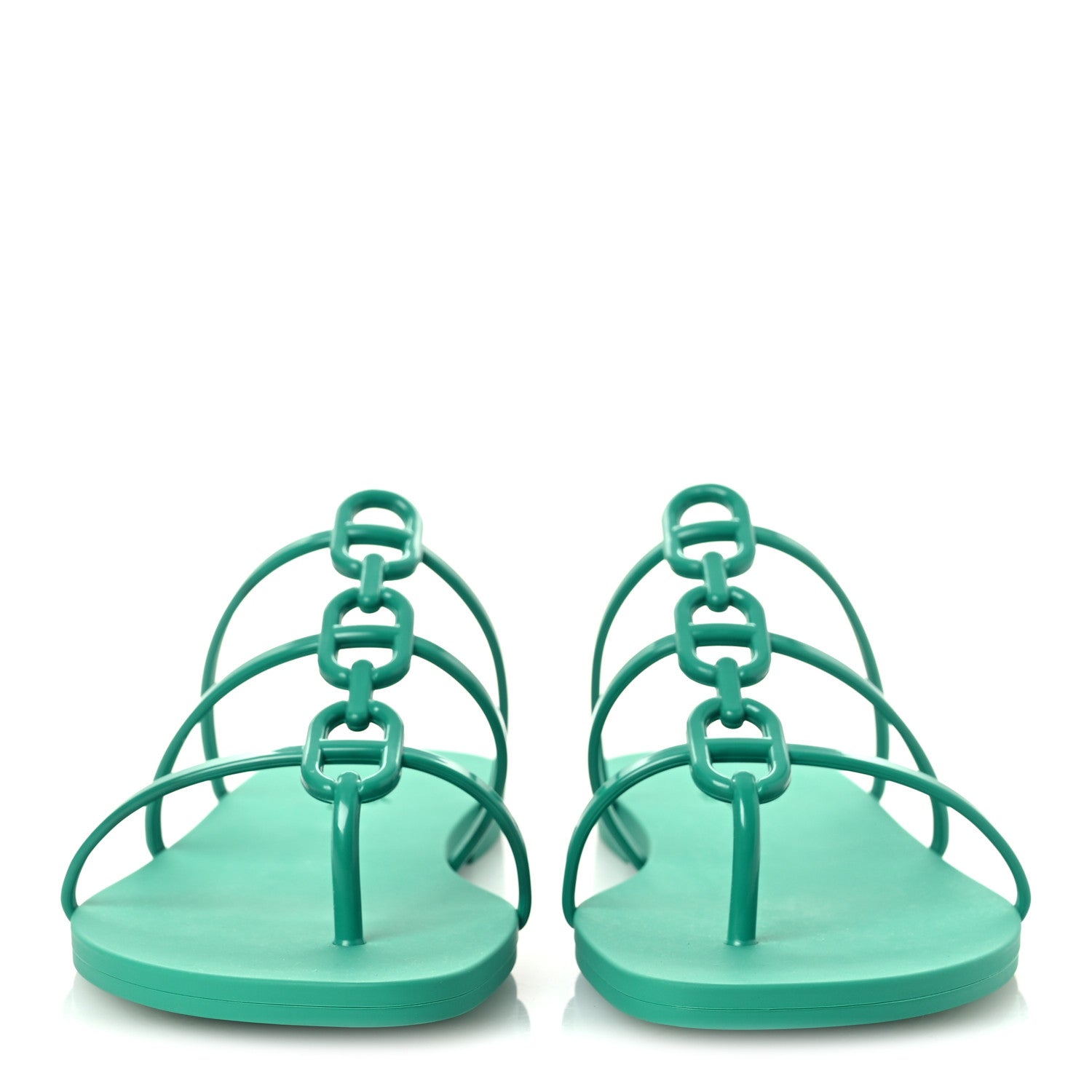 Hermes Rubber Womens Mykonos Sandals 38 Vert Tourmaline 3 of 11