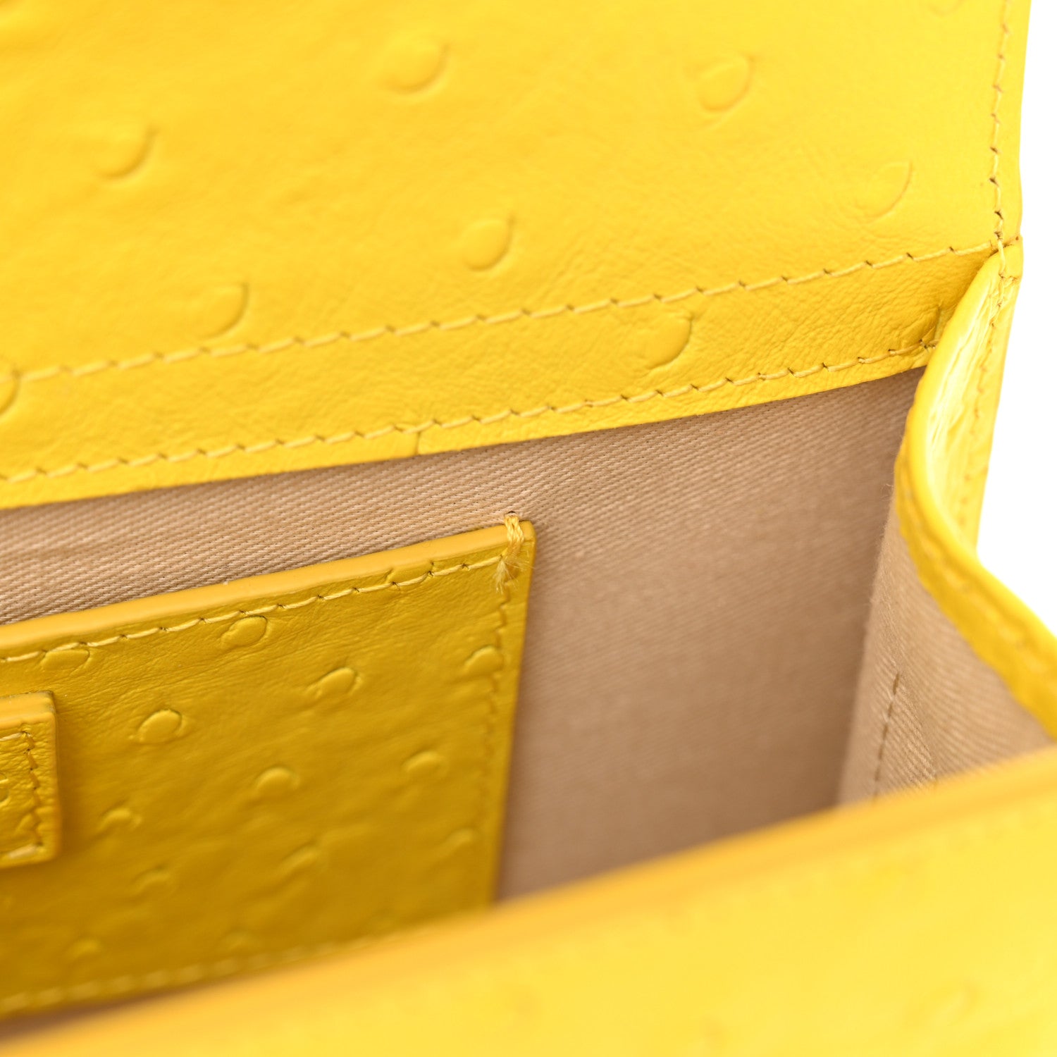 Jacquemus Calfskin Ostrich Embossed Le Grand Bambino Yellow