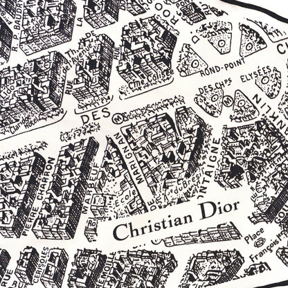 Christian Dior Silk Plan De Paris Print Diamond Scarf White 3 of 3
