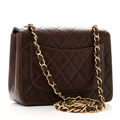Chanel Lambskin Quilted Mini Square Flap Bag Dark Brown 2 of 11