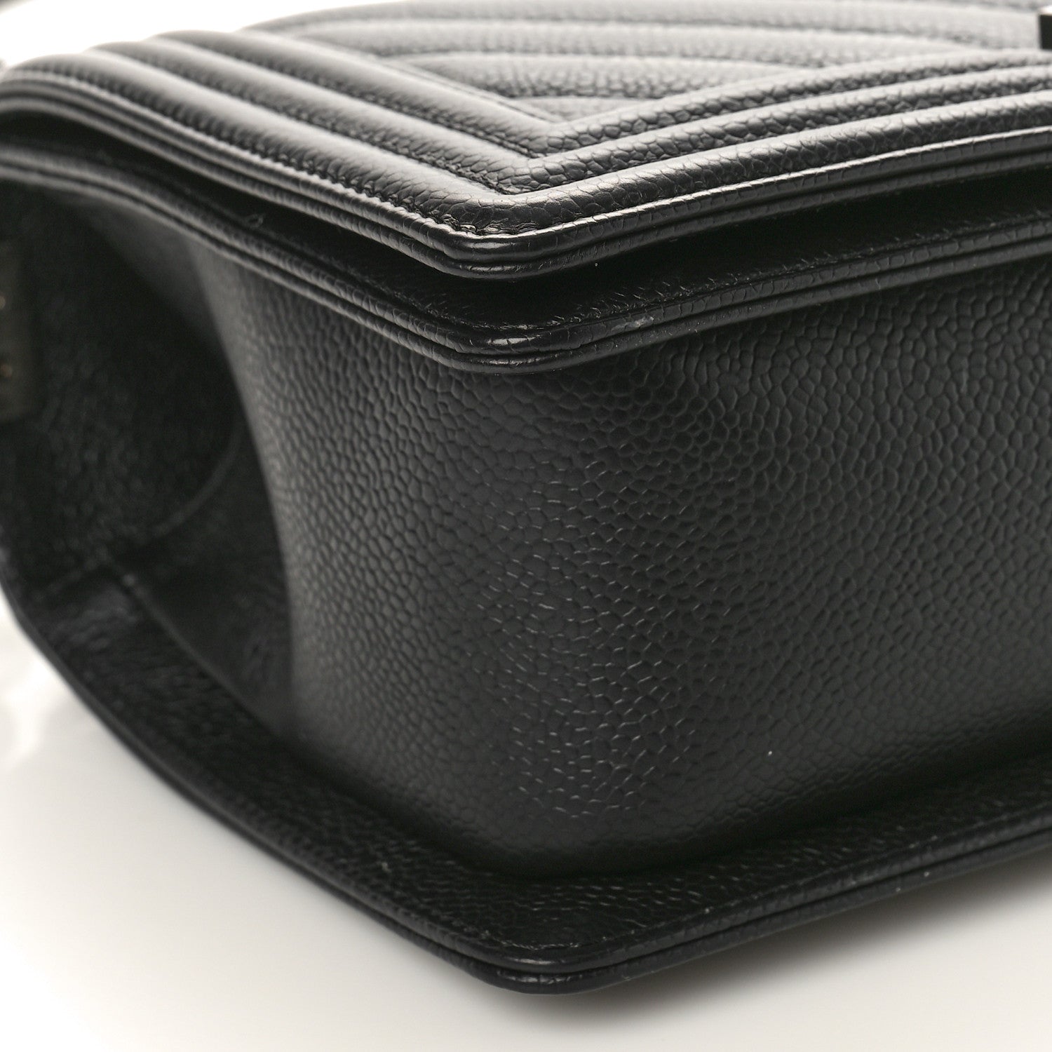 Chanel Caviar Chevron Quilted Medium Boy Flap Black 9 of 11
