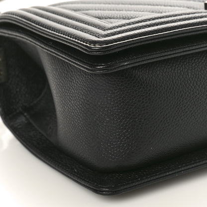 Chanel Caviar Chevron Quilted Medium Boy Flap Black 9 of 11