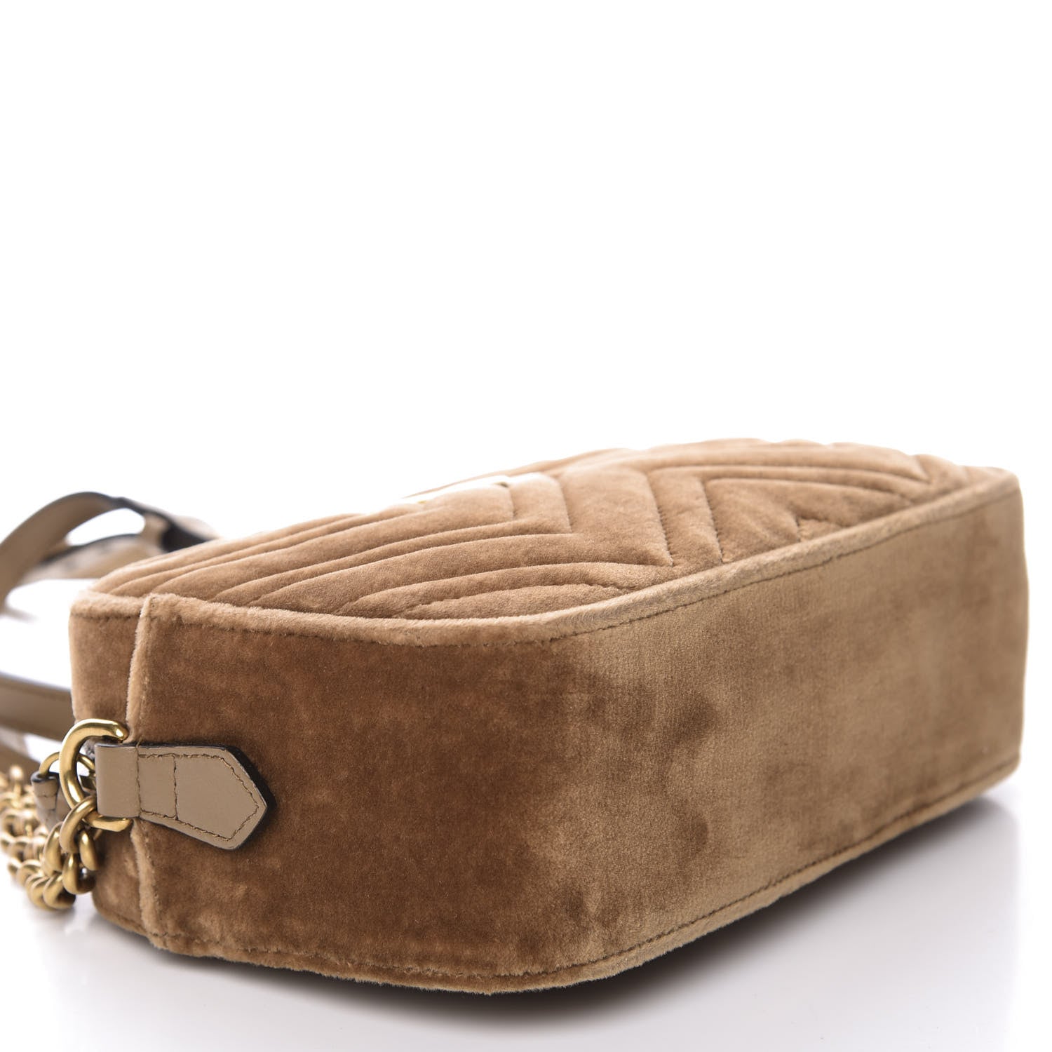 Gucci Velvet Matelasse Small GG Marmont Chain Shoulder Bag Taupe 8 of 10