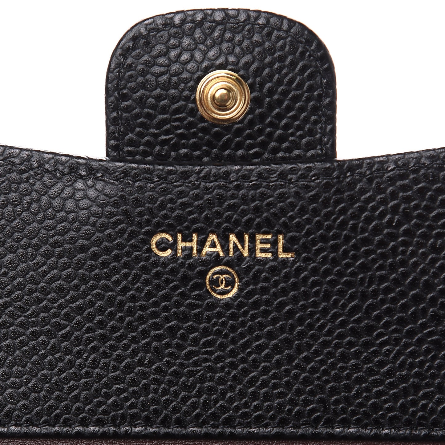 Caviar Quilted Compact Flap Wallet Black