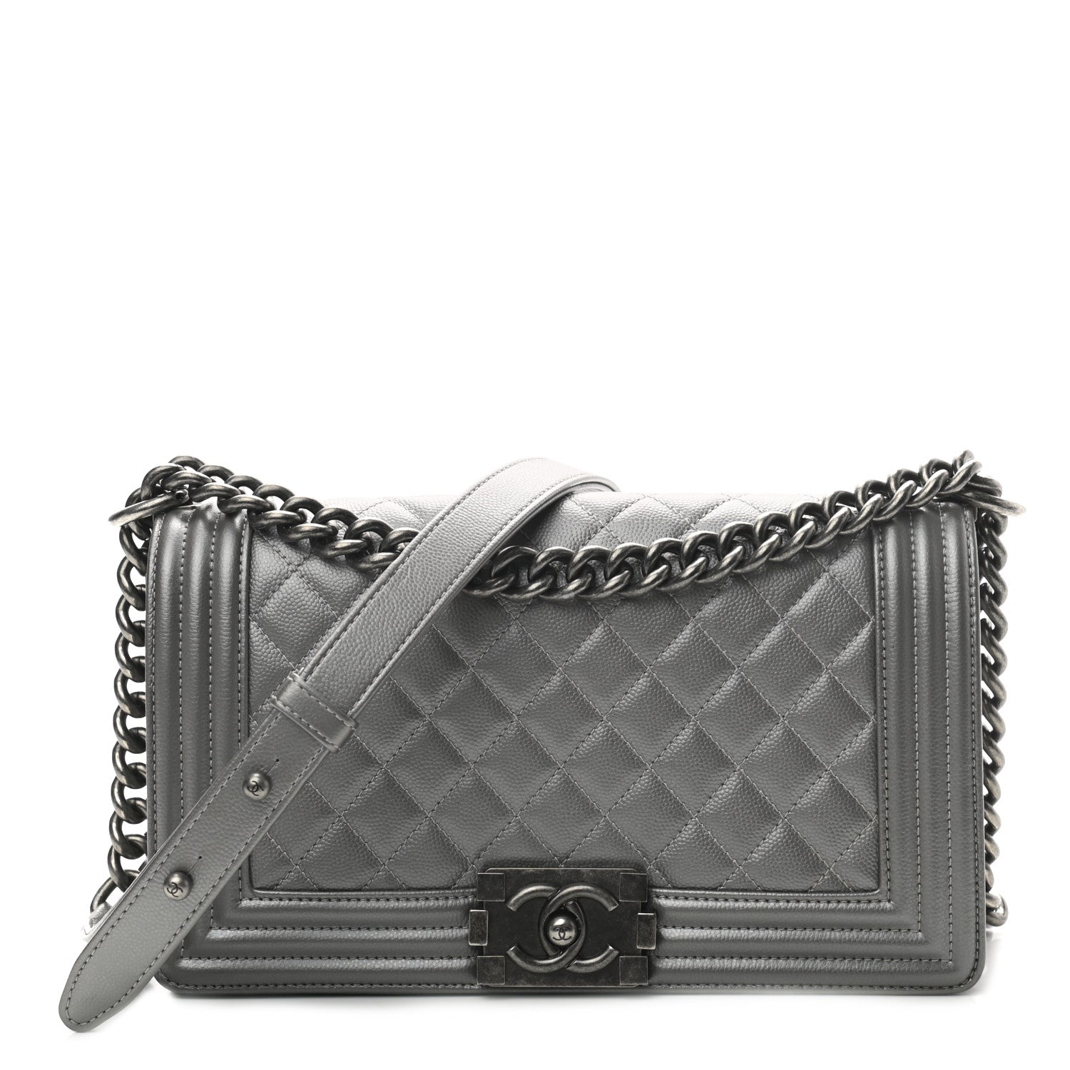 Chanel Metallic Caviar Quilted Medium Boy Flap Silver 1 of 12