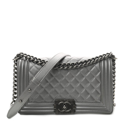 Chanel Metallic Caviar Quilted Medium Boy Flap Silver 1 of 12