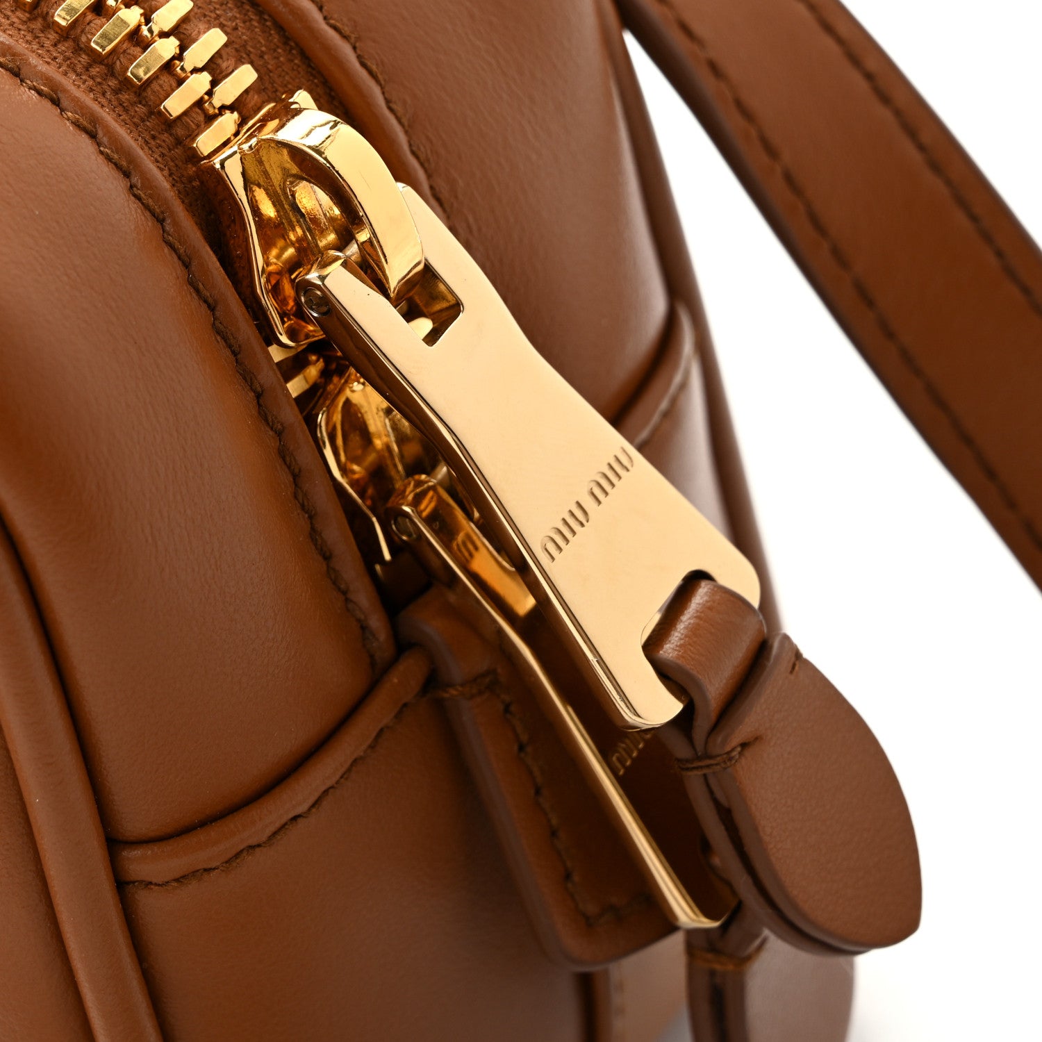 Miu Miu Calfskin Regular Arcadie Top Handle Bag Cognac 10 of 11