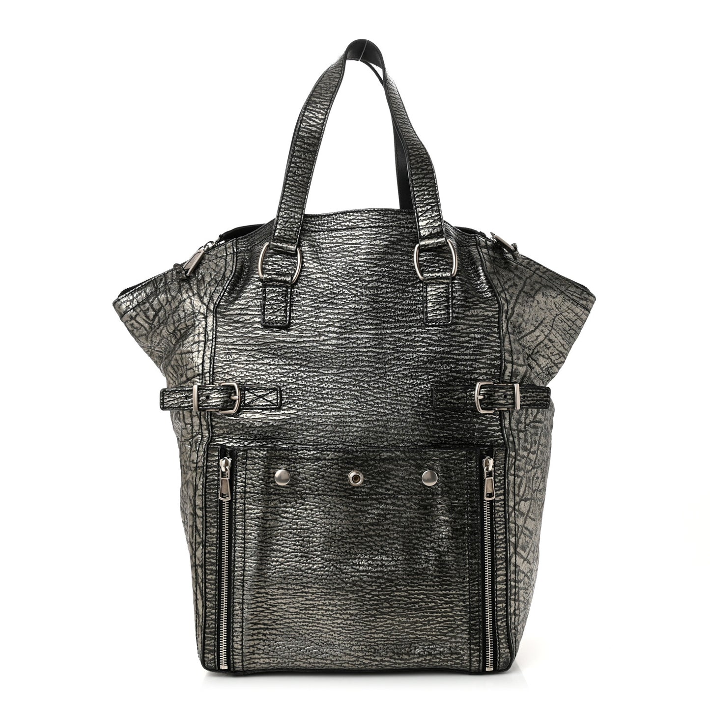 Metallic Embossed Large Downtown Tote Black