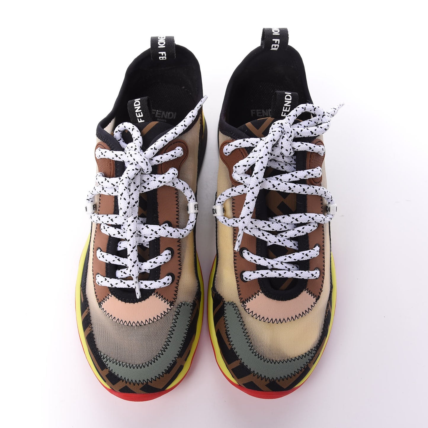 Technical Mesh Lycra FFreedom Patchwork Sneakers 36.5 Nude Tobacco Black