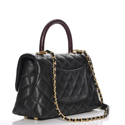 Chanel Caviar Lizard Quilted Mini Coco Handle Flap Black 4 of 9