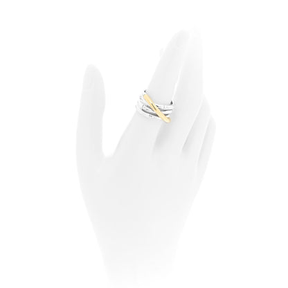 John Hardy Sterling Silver 18k Yellow Gold Crossover Bamboo Ring 55 7.25 2 of 5