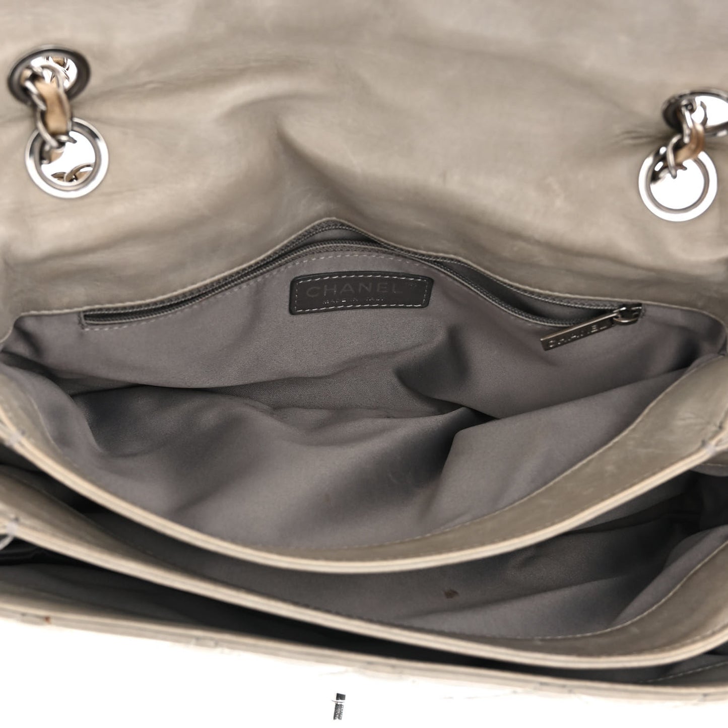Lambskin Quilted Jumbo Chanel 3 Flap Light Grey