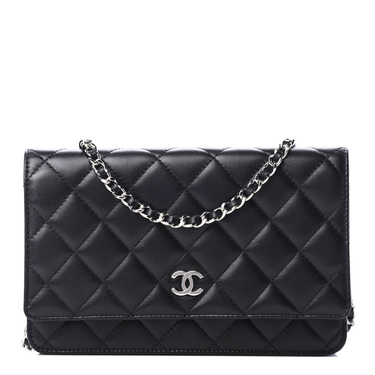 Chanel Lambskin Quilted Wallet On Chain WOC Black 1 of 4