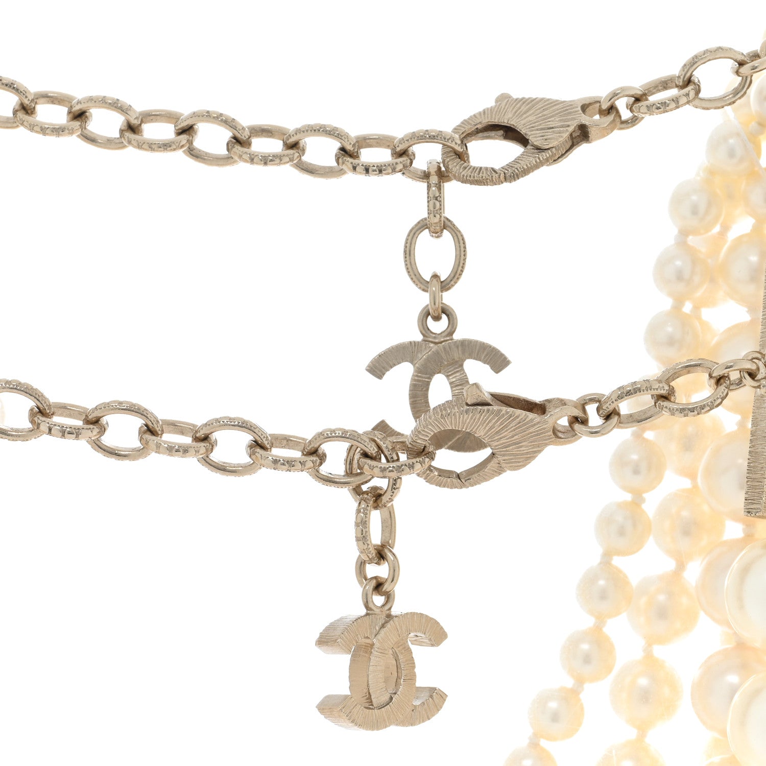 Chanel Graduated Pearl Multi Strand Choker Necklace White Gold 4 of 6