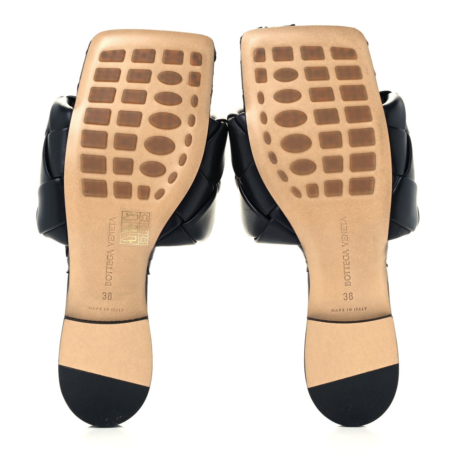 Nappa Maxi Intrecciato Lido Flat Sandals 38 Black