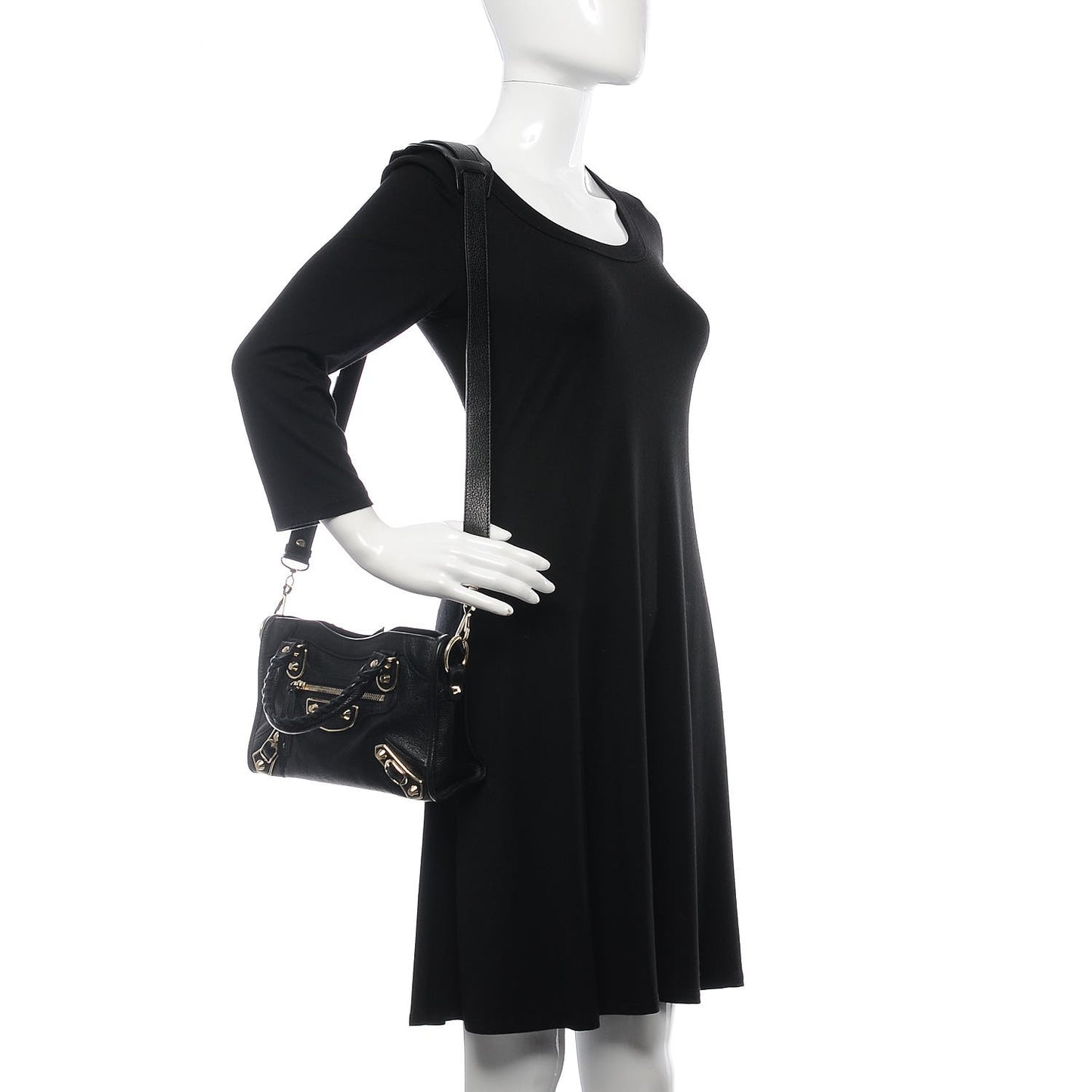 Chevre Gold Metallic Edge Hardware Mini City Black