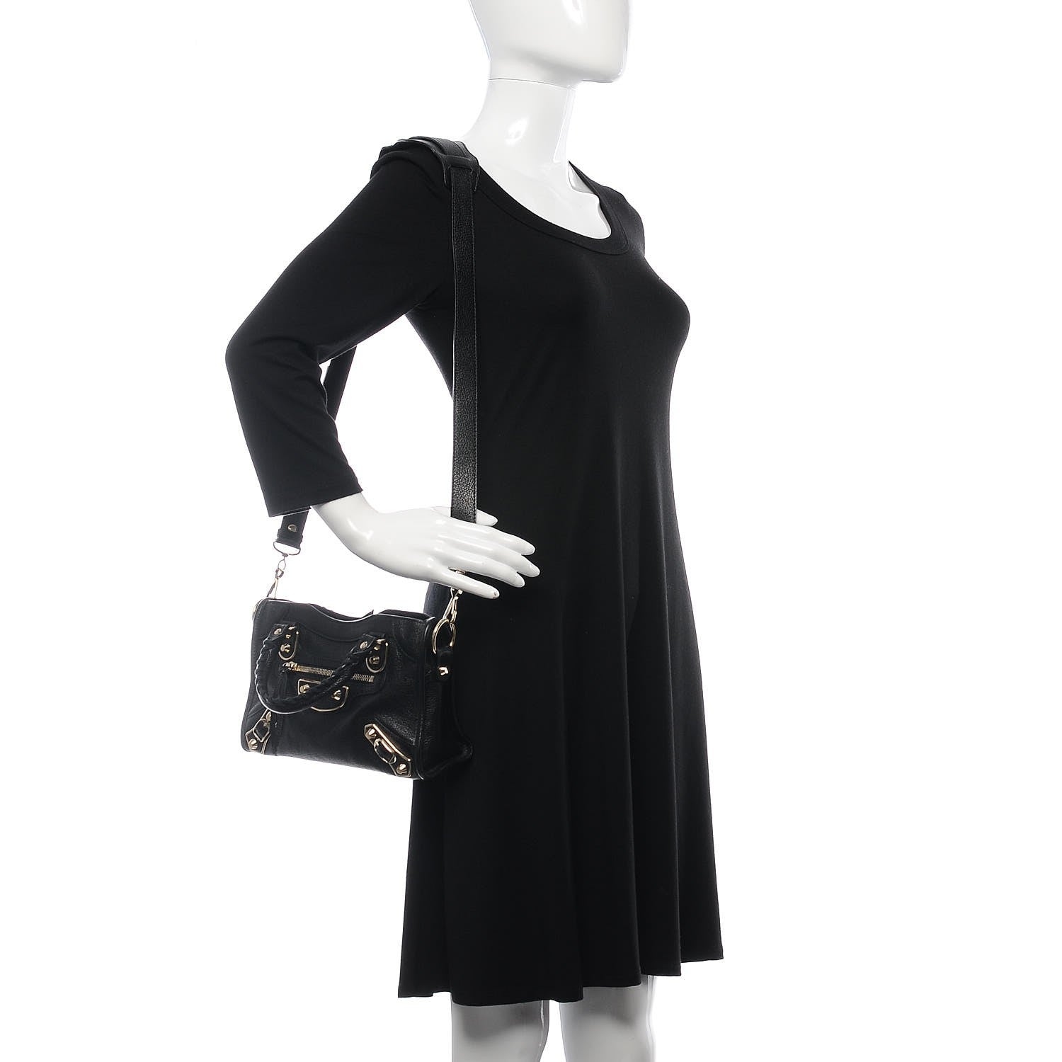 Balenciaga Chevre Gold Metallic Edge Hardware Mini City Black 3 of 12