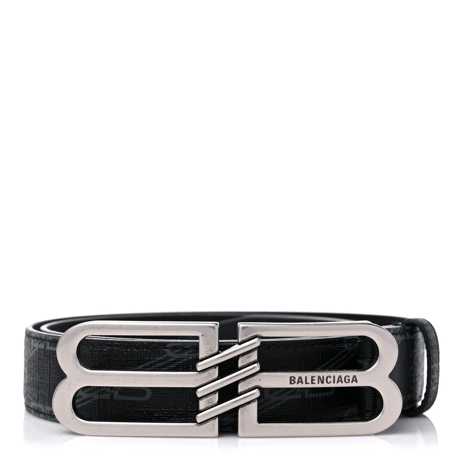 Balenciaga Coated Canvas BB Monogram Thin Belt 85 Black 1 of 5