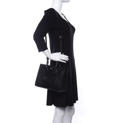 Saint Laurent Calfskin Crocodile Embossed Baby Sac De Jour Black 2 of 10