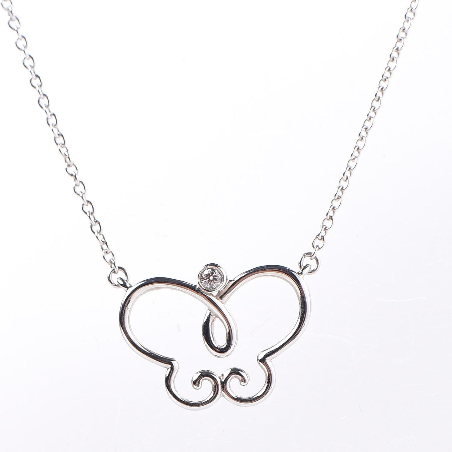 18K White Gold Diamond Paloma Picasso Butterfly Pendant Necklace