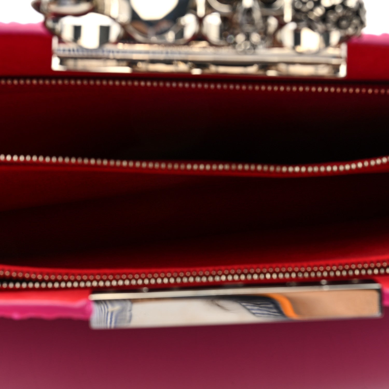 Alexander McQueen Lambskin Pleated Skull Knuckle Clutch Fuschia 5 of 6
