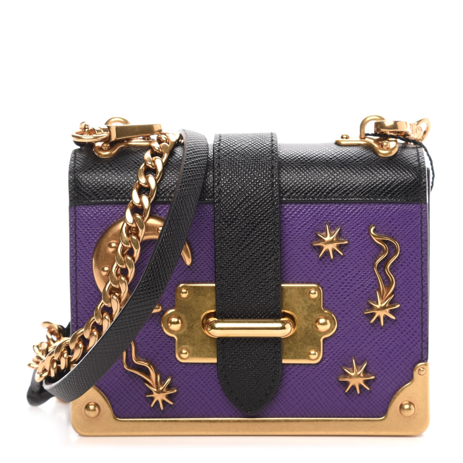 Prada Saffiano Astrology Mini Cahier Bag Viola Black 1 of 9